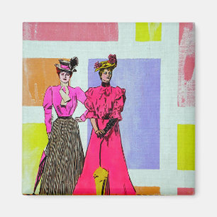 Imã Meninas de Gibson em um teste padrão de Mondrian