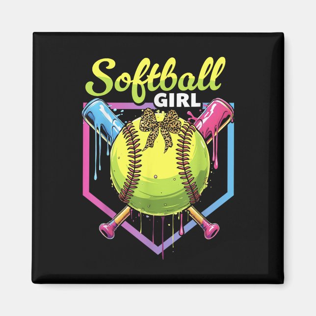 Imã Meninas de Softball Drip Sorvete Drip Softbol Juve (Frente)