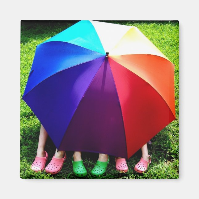 Imã Meninas felizes sob um arco-íris (Frente)