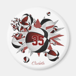 Imã meninas presentes esportivos maroon negros basketb