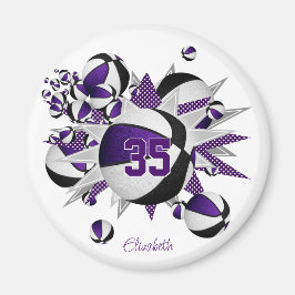 Imã meninas presentes esportivos roxos cestos negros e