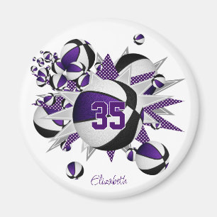 Imã meninas presentes esportivos roxos cestos negros e