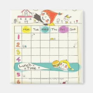 Imã Meninas que jogam pela escola e pelo calendário