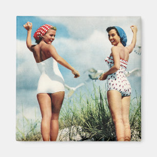 Imã Meninas surfando retros da praia das mulheres 60s