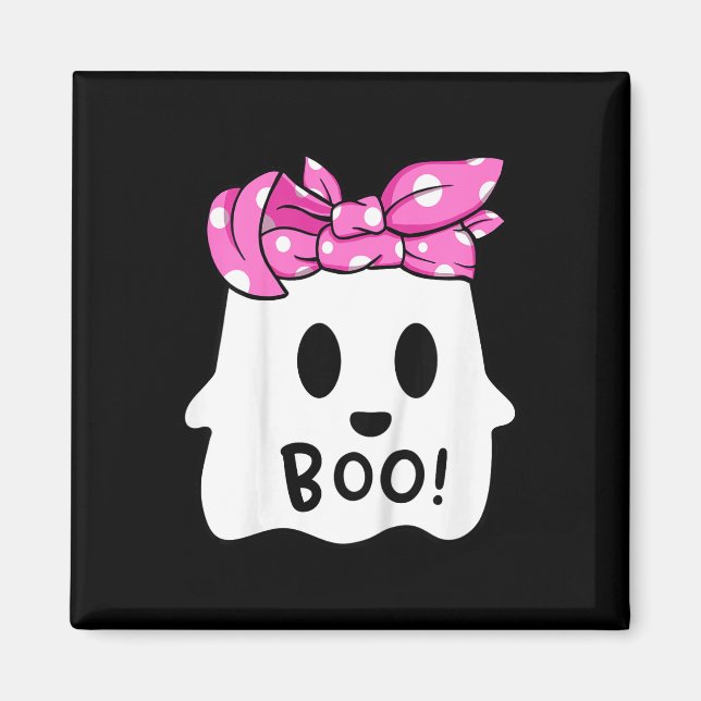 Imã Meninas Toddler Feliz Fantasma De Halloween Com Ba (Frente)