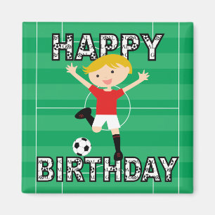 Imã Menino 1 do aniversário do futebol vermelho e