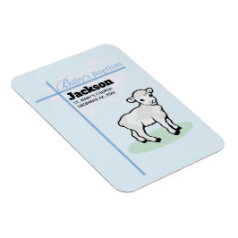 Ímã Menino Cordeiro Azul do Batismo, Personalizável