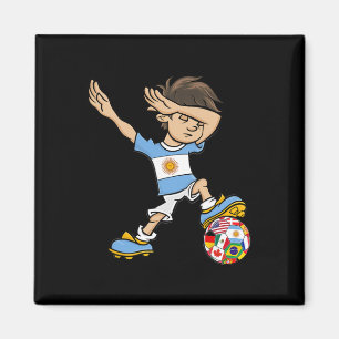 Imã Menino Dabbing Camisa de Futebol da Argentina Band