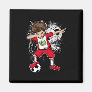 Imã Menino Dabbing Camisa de Futebol do Peru Jersey Pé