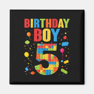 Imã Menino de Aniversário 5 Anos Blocos de Construção