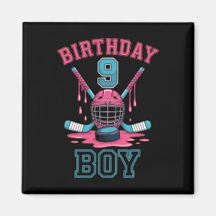 Imã Menino de Aniversário 9 Fã de Hóquei Celebração Di
