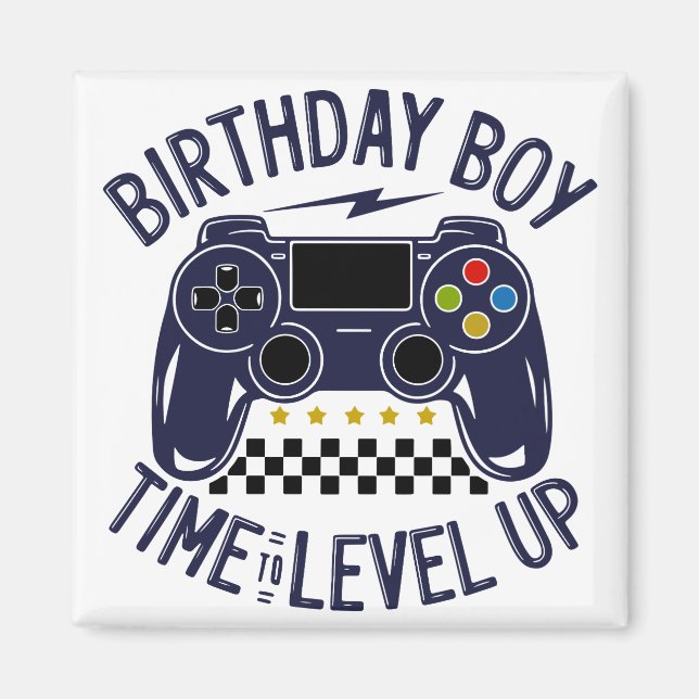 Imã Menino de Aniversário Hora de Subir de Nível (Frente)