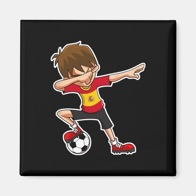 Imã Menino de Futebol Dabbing Camisa da Espanha, Crian (Frente)