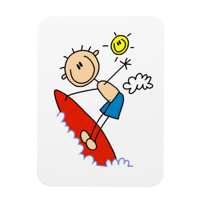 Ímã Menino de Palito Surfando (Vertical)