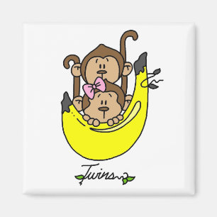 Imã Menino do macaco e camiseta e presentes gêmeos da