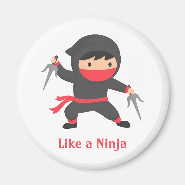 Imã Menino Ninja Fofo com Armas Sai para Crianças (Frente)