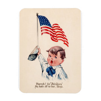 Ímã Menino Patriótico Vintage Bandeira Americana 4 de