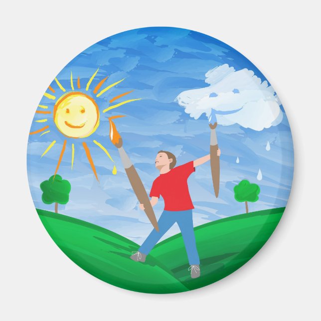 Imã Menino Pintando Céu (Frente)