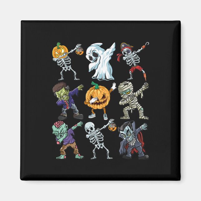 Imã Meninos Halloween Skeleton Jack O Lantern Zombie D (Frente)