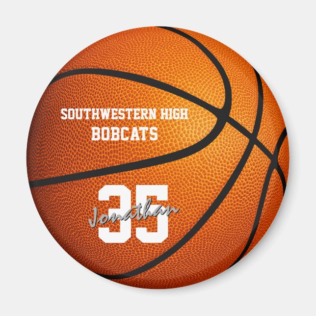 Imã meninos meninas personalizadas basquete (Frente)