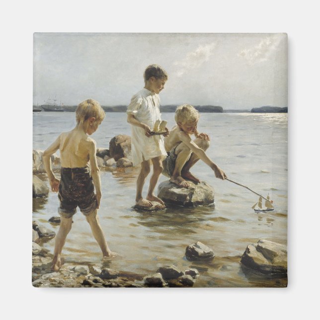 Imã Meninos tocando na praia (por Albert Edelsense) (Frente)