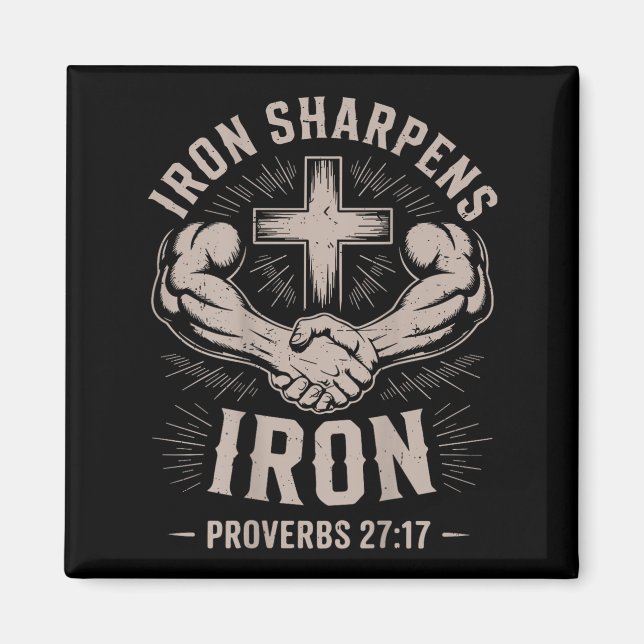 Imã Men's Christian Workout Iron Sharpens Iron Proverb (Frente)