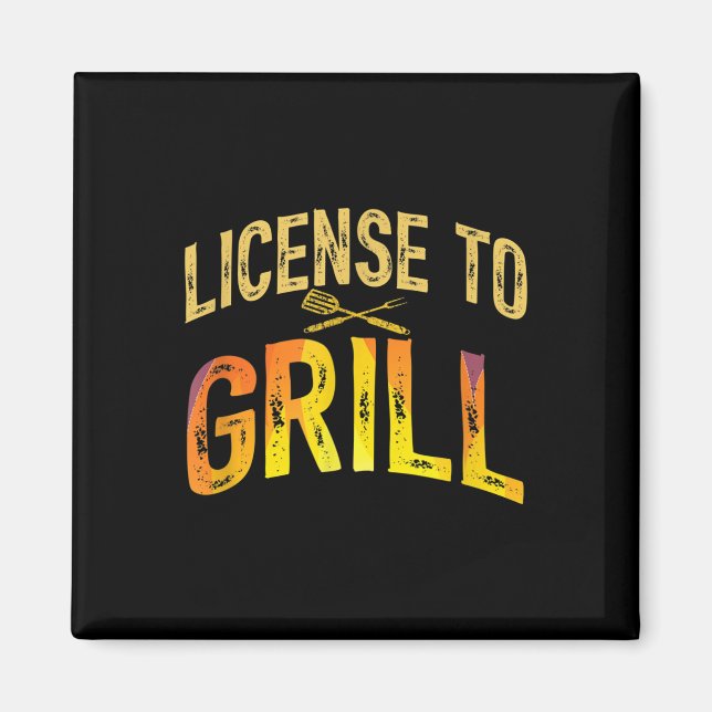 Imã Mens Funny Pai Adora Licença De Churrasco Para Gri (Frente)