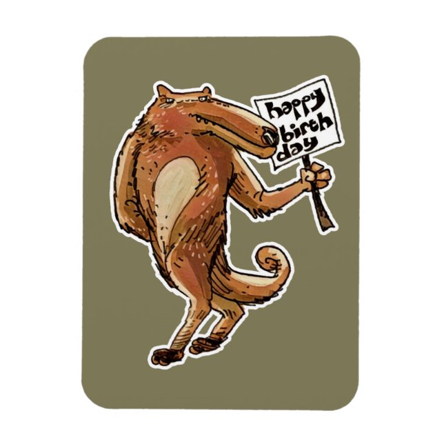 Ímã mensagem de aniversário feliz do estilo de desenho (Vertical)