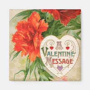 Imã Mensagem de Dia dos Namorados Vintage, Flores de C