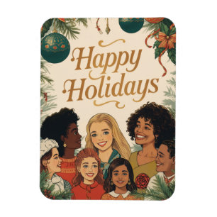Ímã Mensagem de Natal Vintage Família Ano Novo