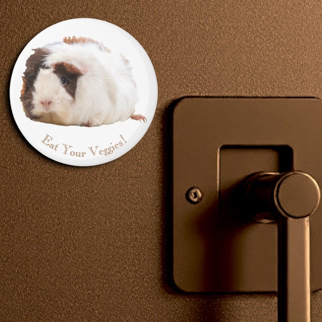 Imã Mensagem Personalizada de Porco Castanho Branco Ad (3" round magnet)