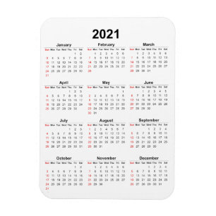 Ímã Mensal 2021 Calendar Magnet