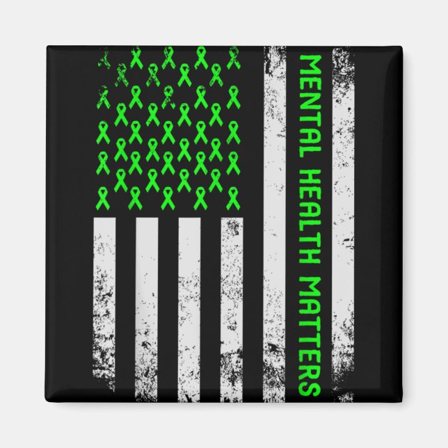 Imã Mental Health S Human Brain Illness Awareness Gree (Frente)