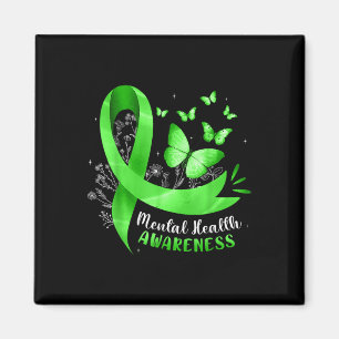 Imã Mental Saúde Consciência Borboleta Fita Verde Wo