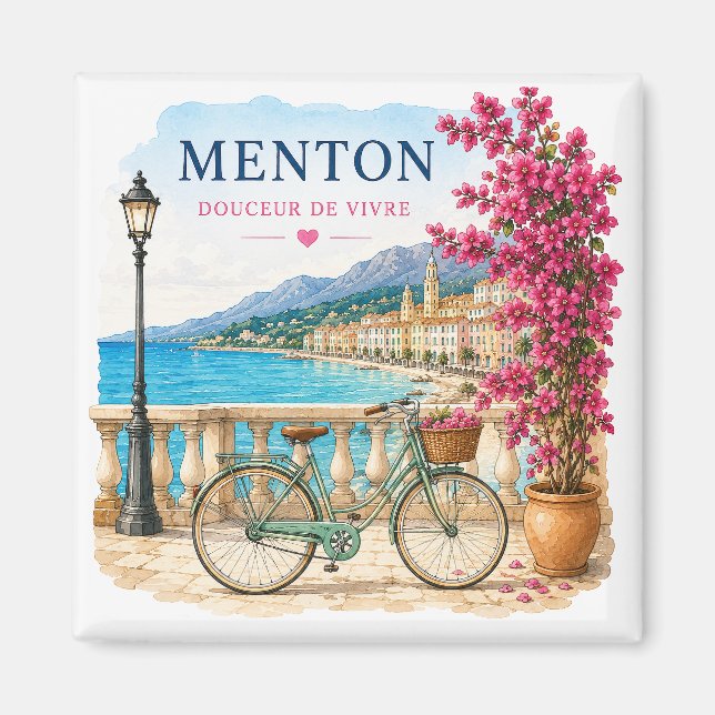 Imã Menton French Riviera Magnet - bicycle  (Frente)
