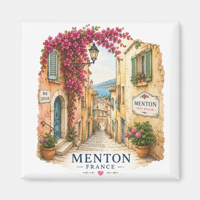Imã Menton French Riviera Magnet - Charming Old Town  (Frente)