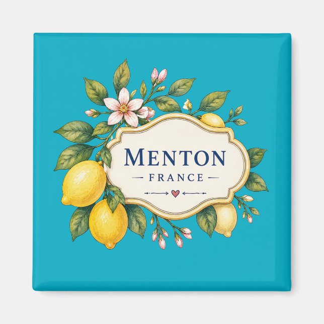 Imã Menton French Riviera Magnet - turquoise Lemon (Frente)