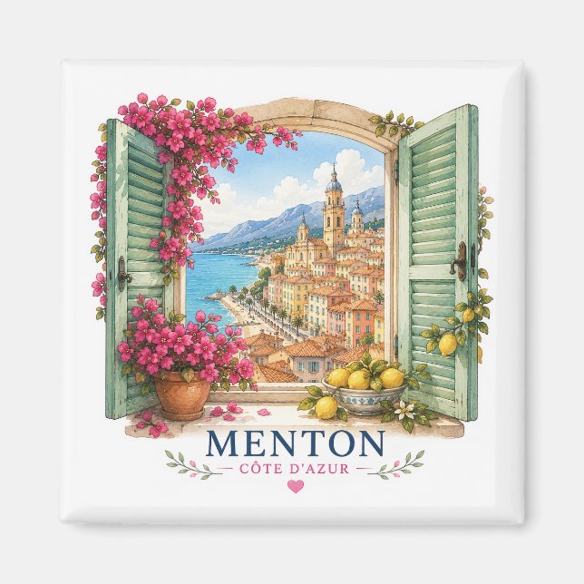 Imã Menton French Riviera Magnet - View Through Window (Frente)