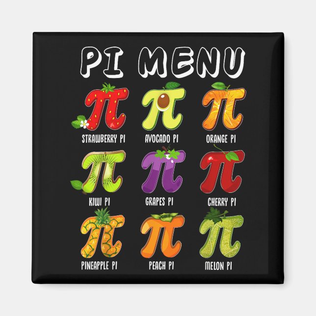 Imã Menu Pi 3.14 Símbolo Pi Engraçado Fruta Professor  (Frente)