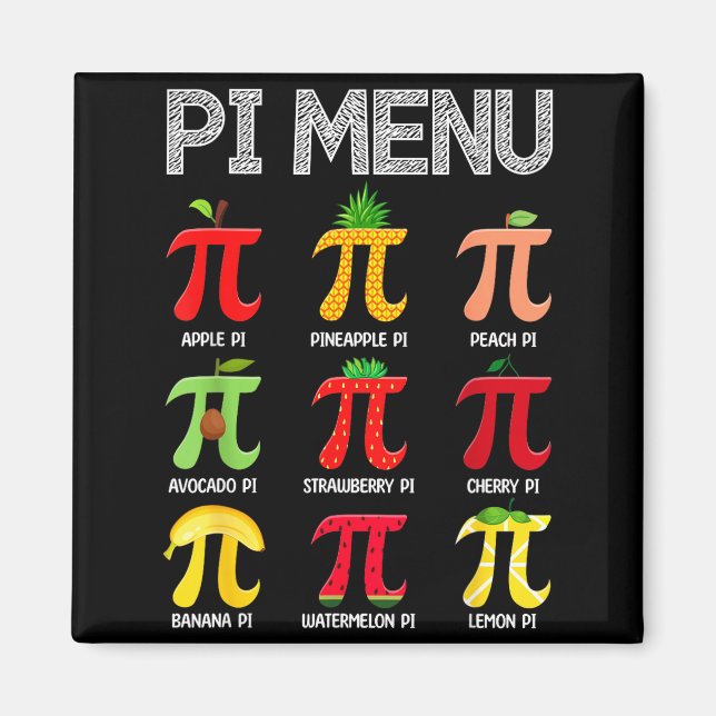 Imã Menu Pi Frutas Feliz Dia do Pi Professor de Matemá (Frente)