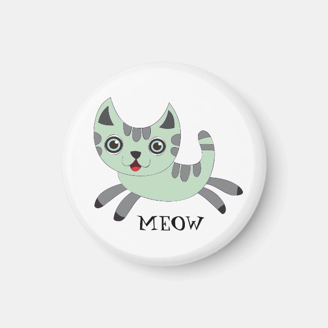 Imã MEOW: Gato Verde Correndo (Frente)