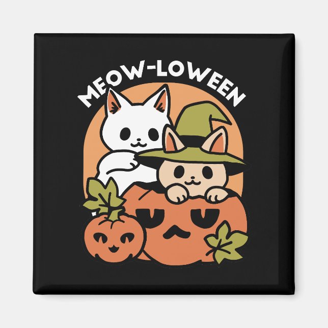 Imã Meow-Loew - Festivo Halloween Design (Frente)