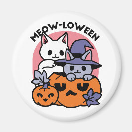 Imã Meow-Loween - Design de Gato de Halloween