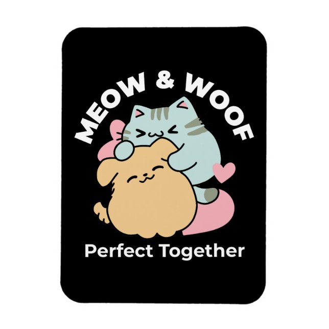 Ímã Meow & Woof Perfect Toga - Gato e Cachorro Bonitos (Vertical)