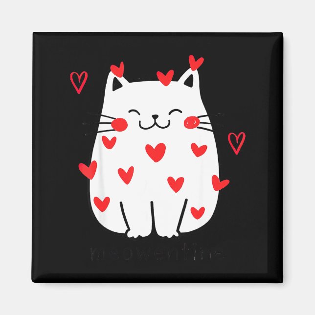 Imã Meowentine Cute Cat Valentines Day Men Women Cat D (Frente)