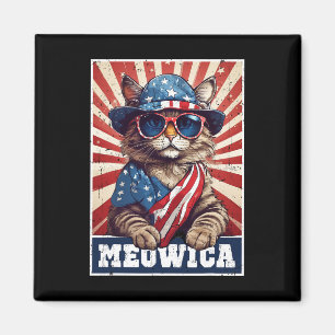 Imã Meowica 4 de julho Cat American Flag Cat Funny 4t