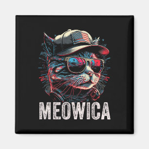 Imã Meowica 4 de Julho Gato Bandeira Americana América