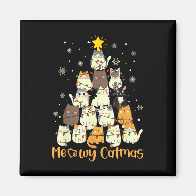 Imã Meowy Catmas Árvore de Natal Xmas Meninas Fu (Frente)