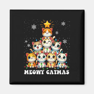 Imã Meowy Catmas Engraçado Árvore de Natal Luz Bonita 