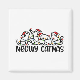 Imã Meowy Catmas Engraçado Papais noeis Gatos